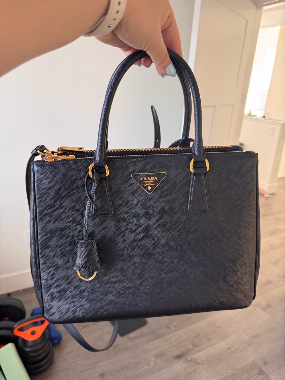 Prada Galleria Black Saffiano with Gold Hardware